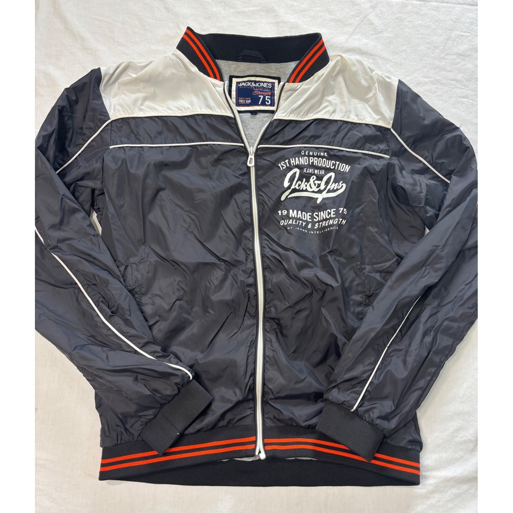 Jack & Jones‎ Mens Kick Jkt Org Windbreaker Navy White Orange Large 12055220
